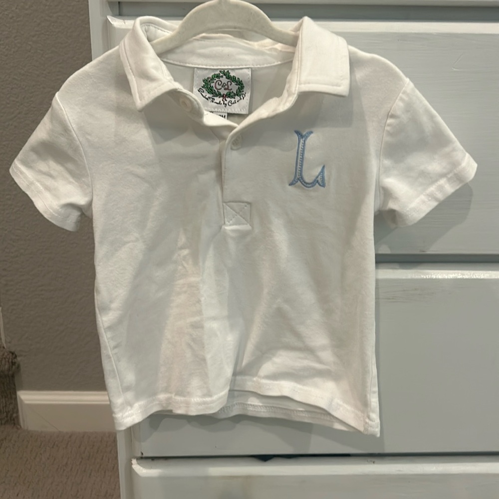 Cecil and Lou toddler boys “L” monogrammed polo